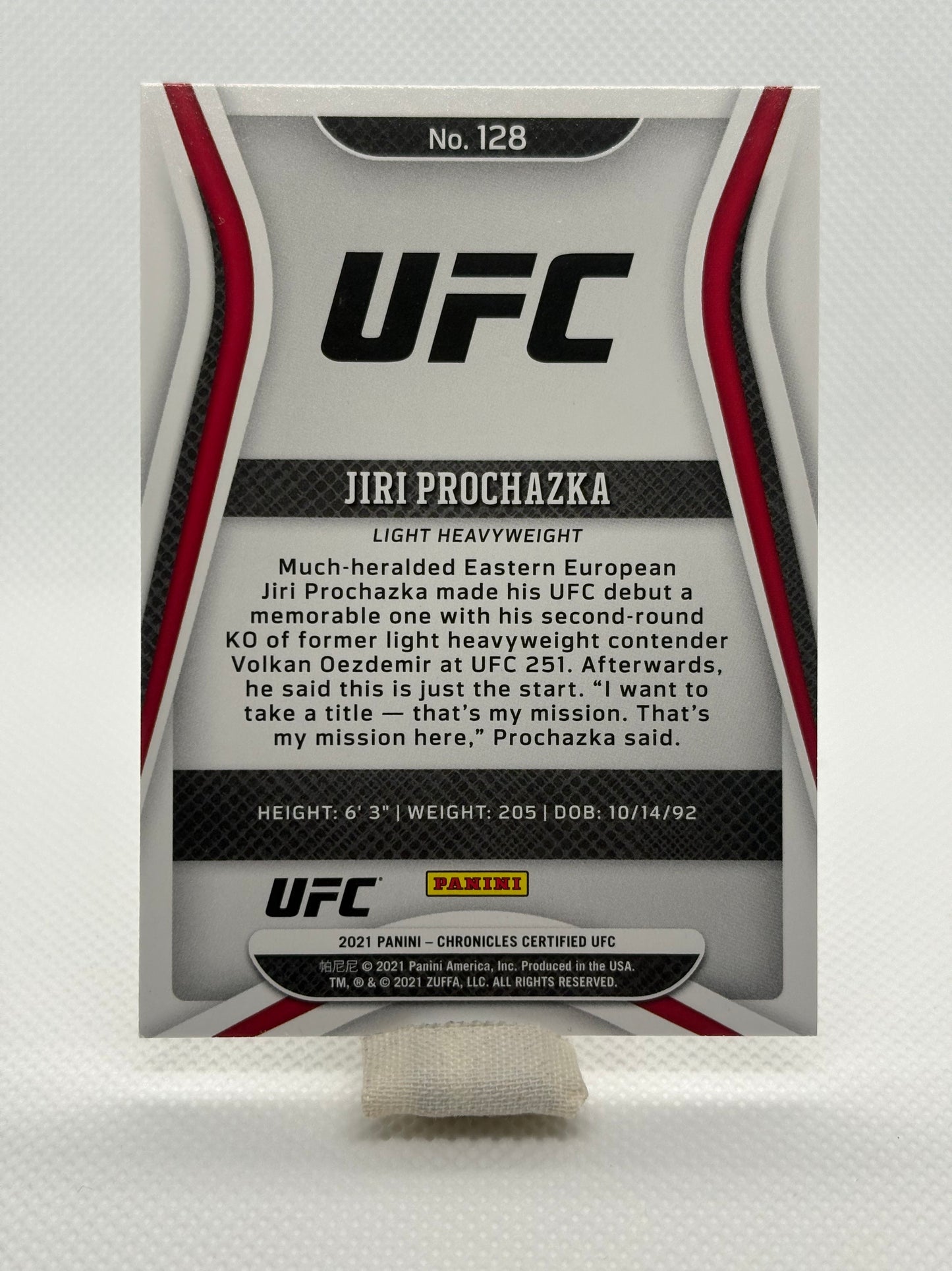Jiri Prochazka Certified Rookie Card RC #128 | 2021 Panini Chronicles UFC