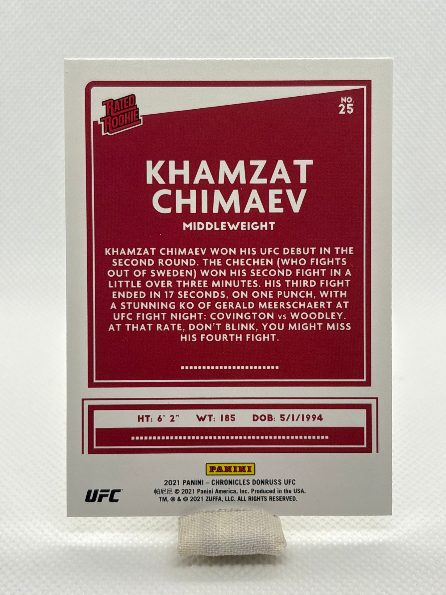 Khamzat Chimaev Rated Rookie RC #25 | 2021 Panini Chronicles Donruss UFC