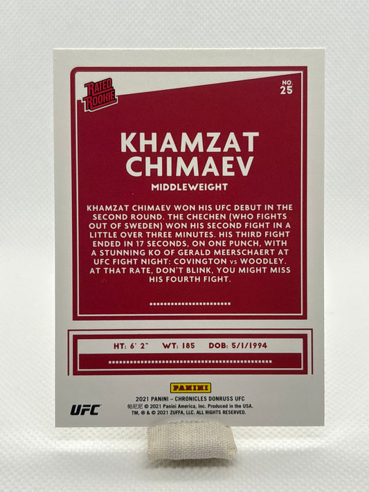 Khamzat Chimaev Rated Rookie RC #25 | 2021 Panini Chronicles Donruss UFC
