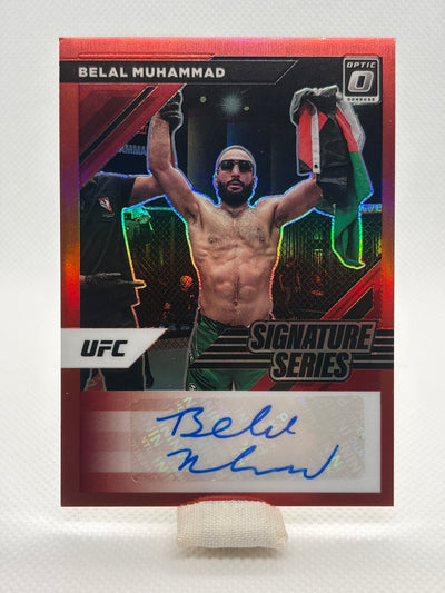 Belal Muhammad Signature Series Red Prizm Auto 01/49 | 2022 Panini Donruss Optic UFC