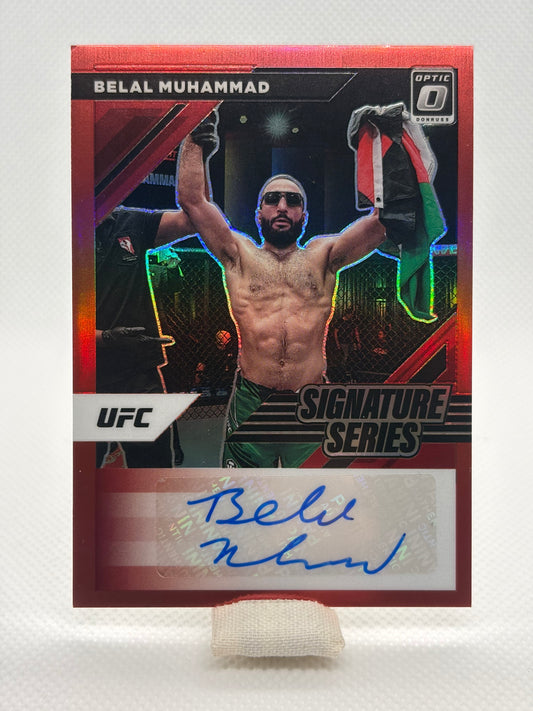 Belal Muhammad Signature Series Red Prizm Auto 01/49 | 2022 Panini Donruss Optic UFC