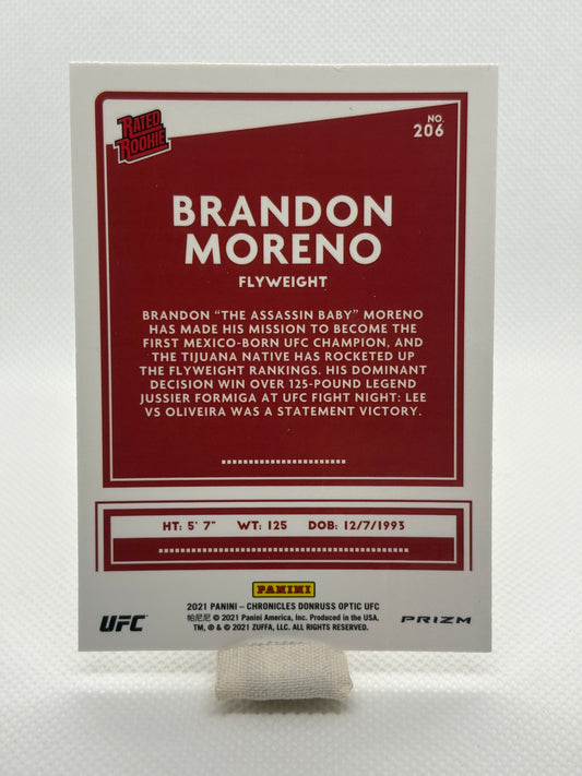 Brandon Moreno Rated Rookie Prizm RC #206 | 2021 Panini Chronicles Donruss Optic UFC