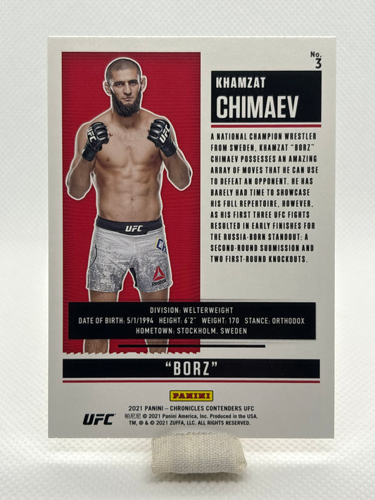 Khamzat Chimaev Season Ticket Rookie Card RC #3 | 2021 Panini Chronicles Contenders UFC