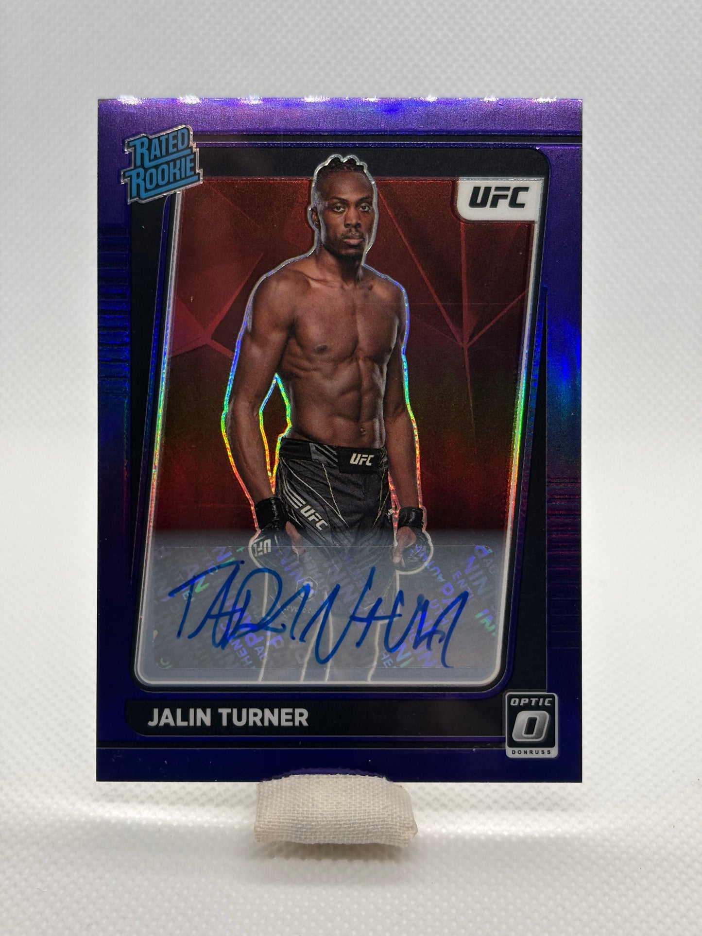 Jalin Turner Rated Rookie Auto Purple Holo Prizm RC #114 | 2022 Panini Donruss Optic UFC