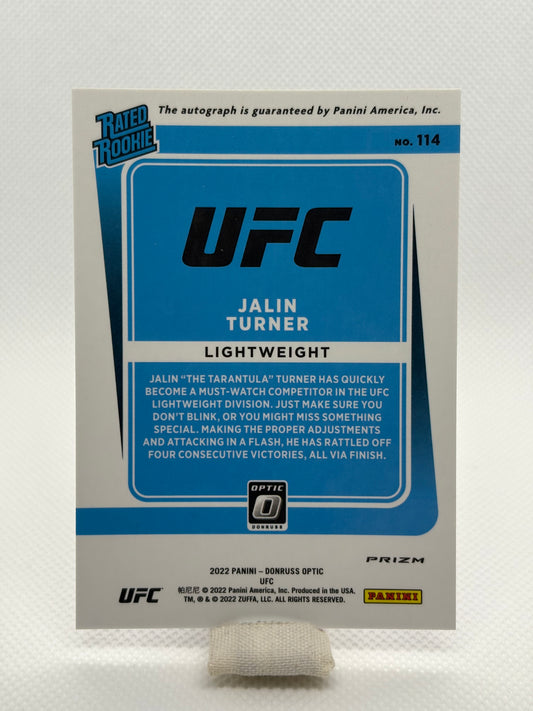 Jalin Turner Rated Rookie Auto Purple Holo Prizm RC #114 | 2022 Panini Donruss Optic UFC