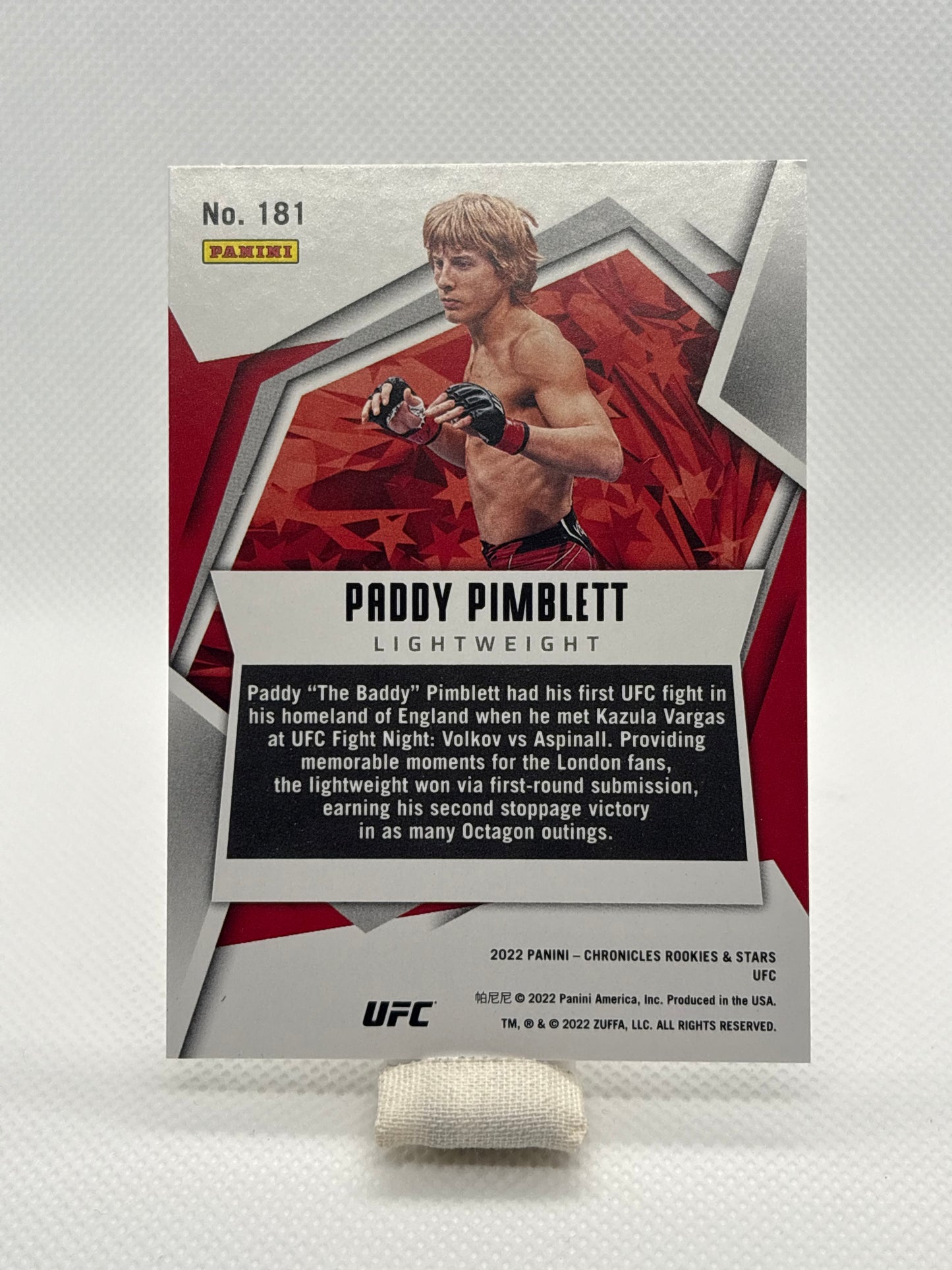 Paddy Pimblett Rookies & Stars RC #181 | 2022 Panini Chronicles UFC