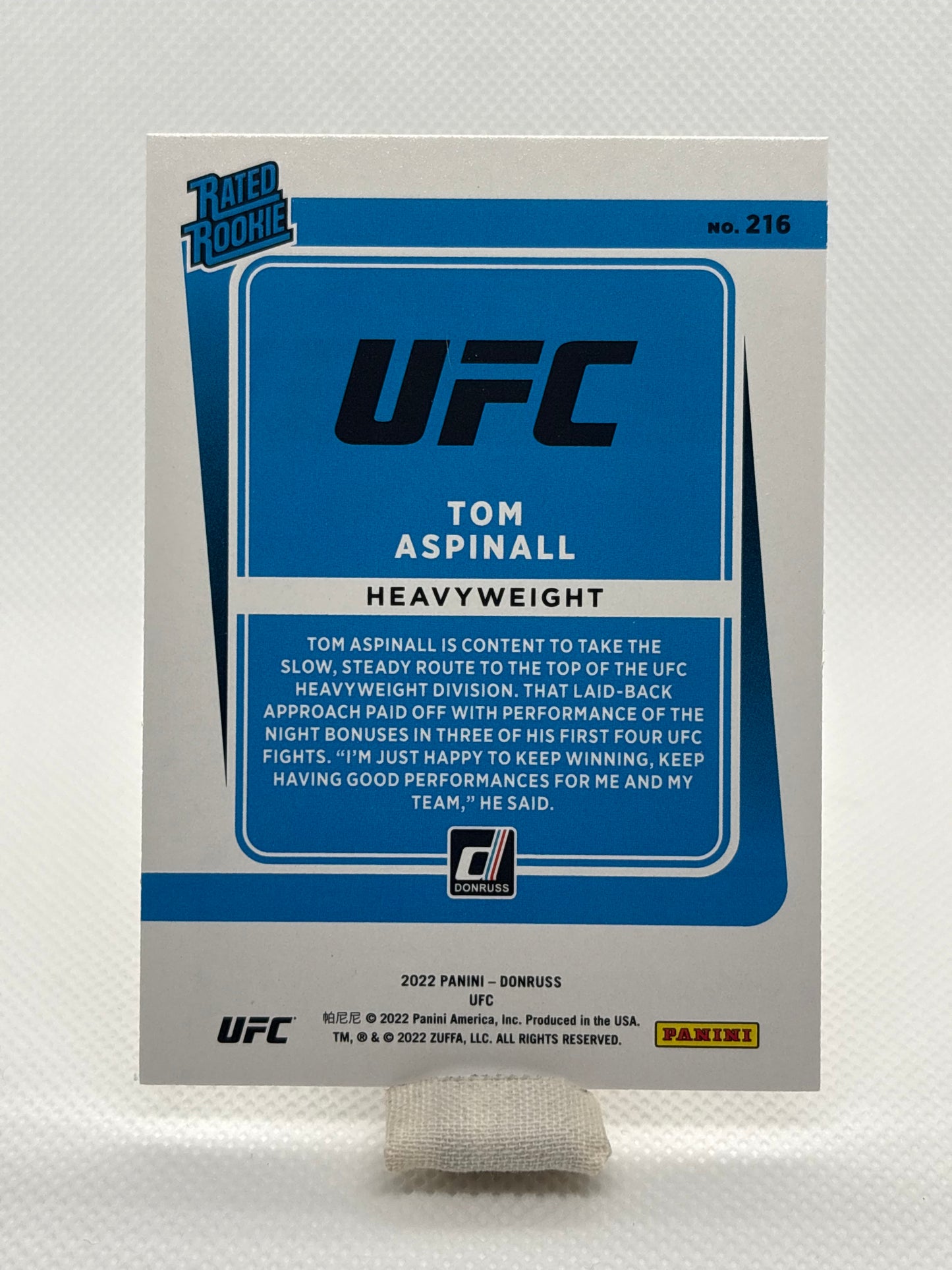 Tom Aspinall Rated Rookie RC #216 | 2022 Panini Donruss UFC